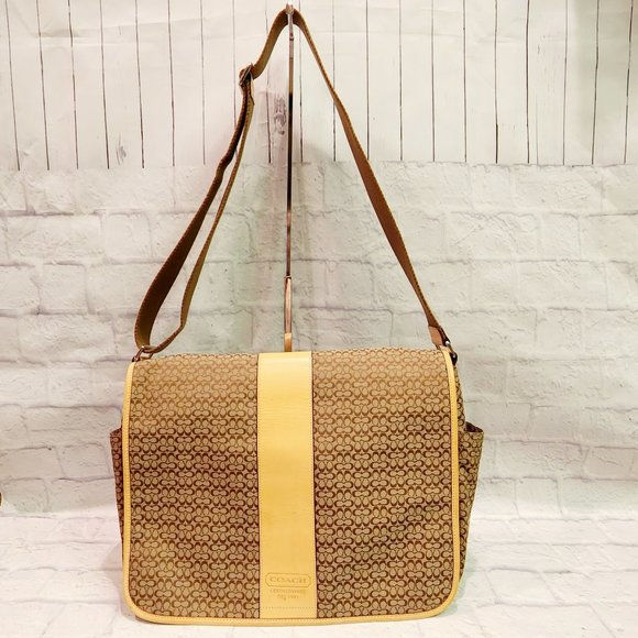 Coach Bags Coach Signature Canvas Leather Laptop Bag Briefcase